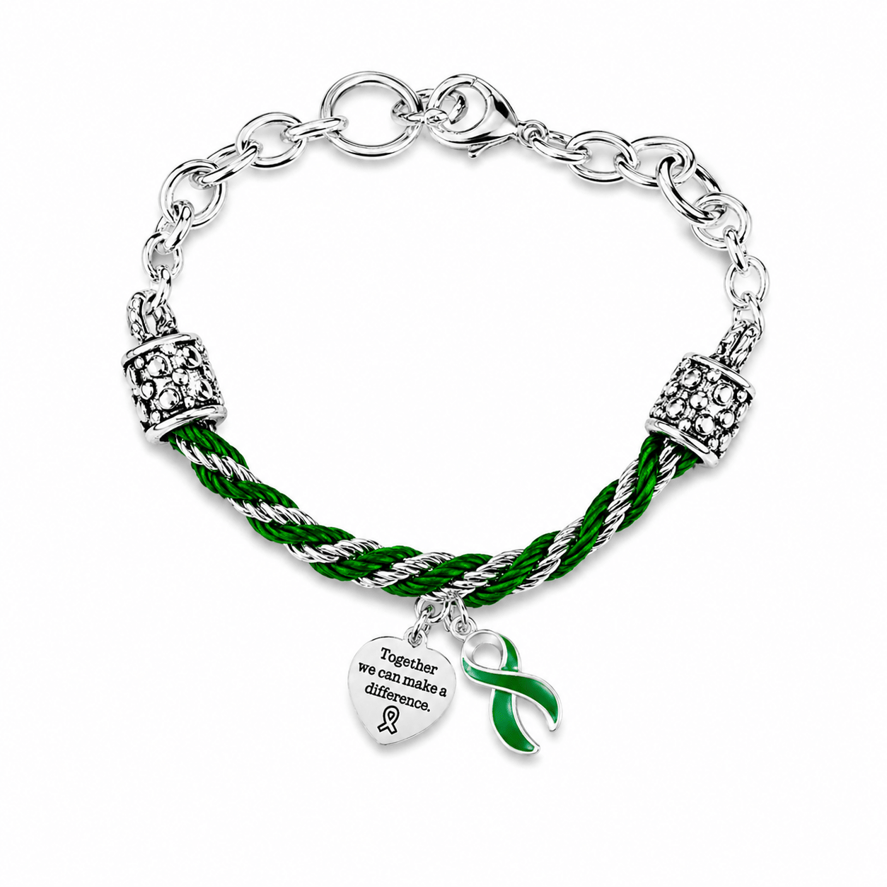 Green Ribbon Make A Difference Partial Rope Bracelets