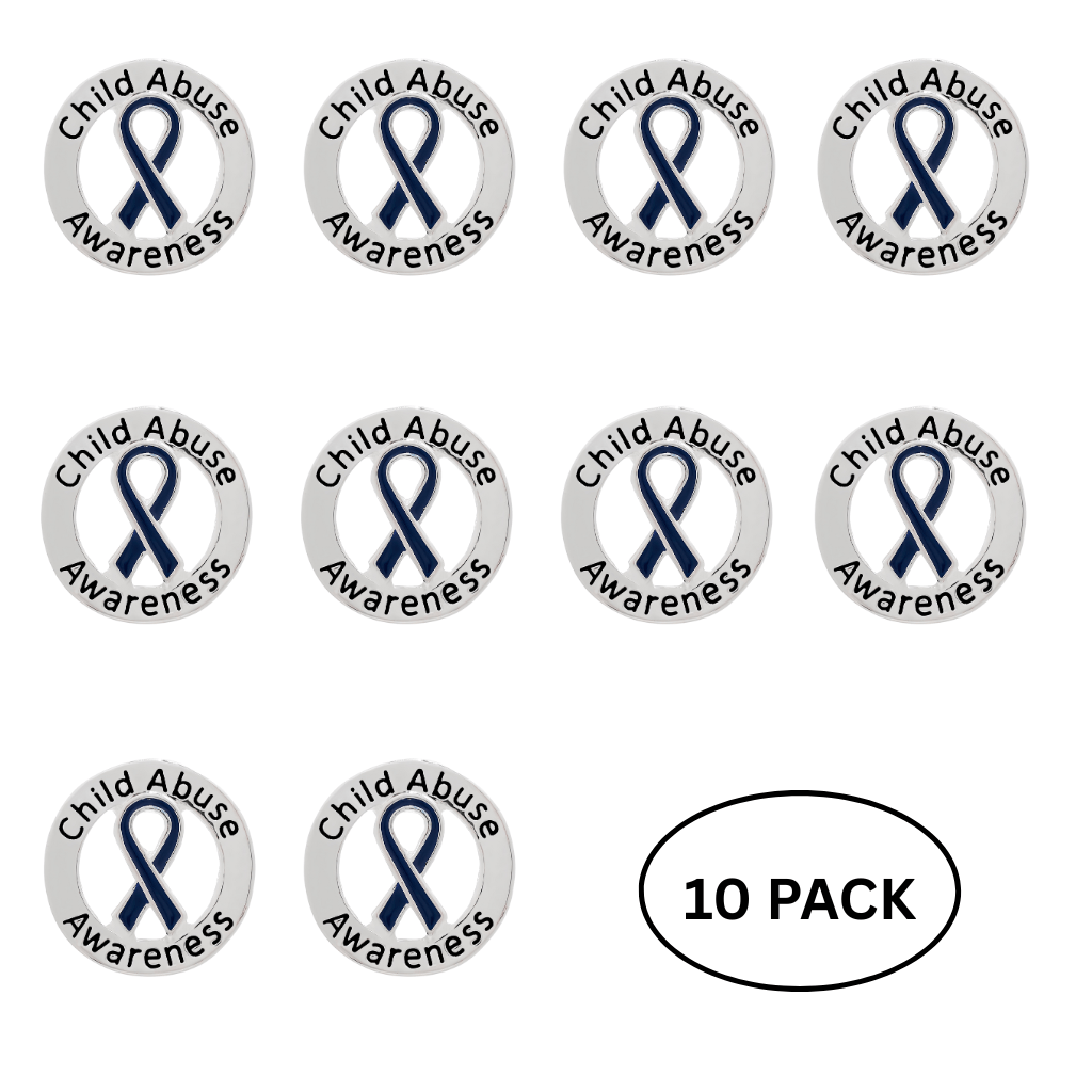 10 Pack Child Abuse Awareness Ribbon Pins