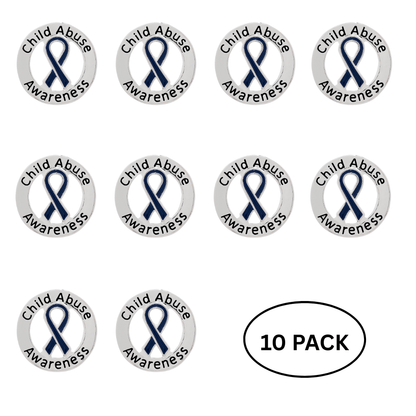 10 Pack Child Abuse Awareness Ribbon Pins