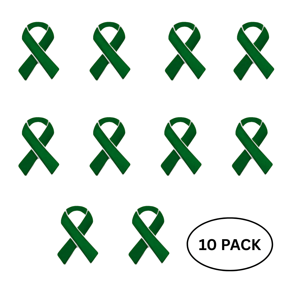 10 Pack Green Ribbon Awareness Pins