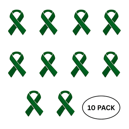 10 Pack Green Ribbon Awareness Pins