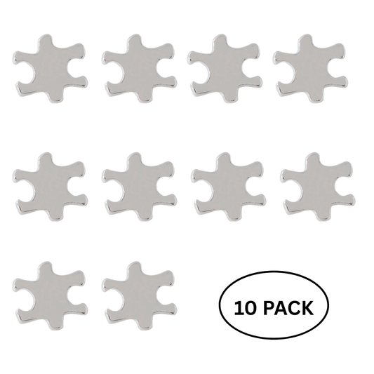 10 Pack Small Silver Autism Awareness Puzzle Lapel Pins