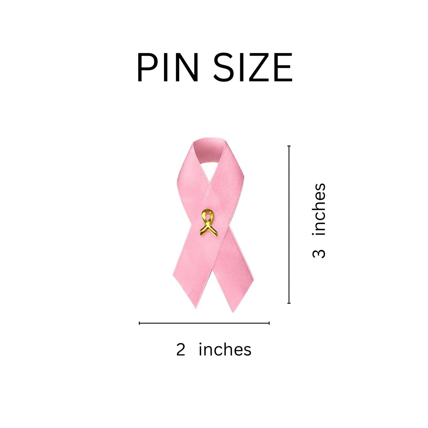 10 Pack of Satin Pink Ribbon Breast Cancer Pins