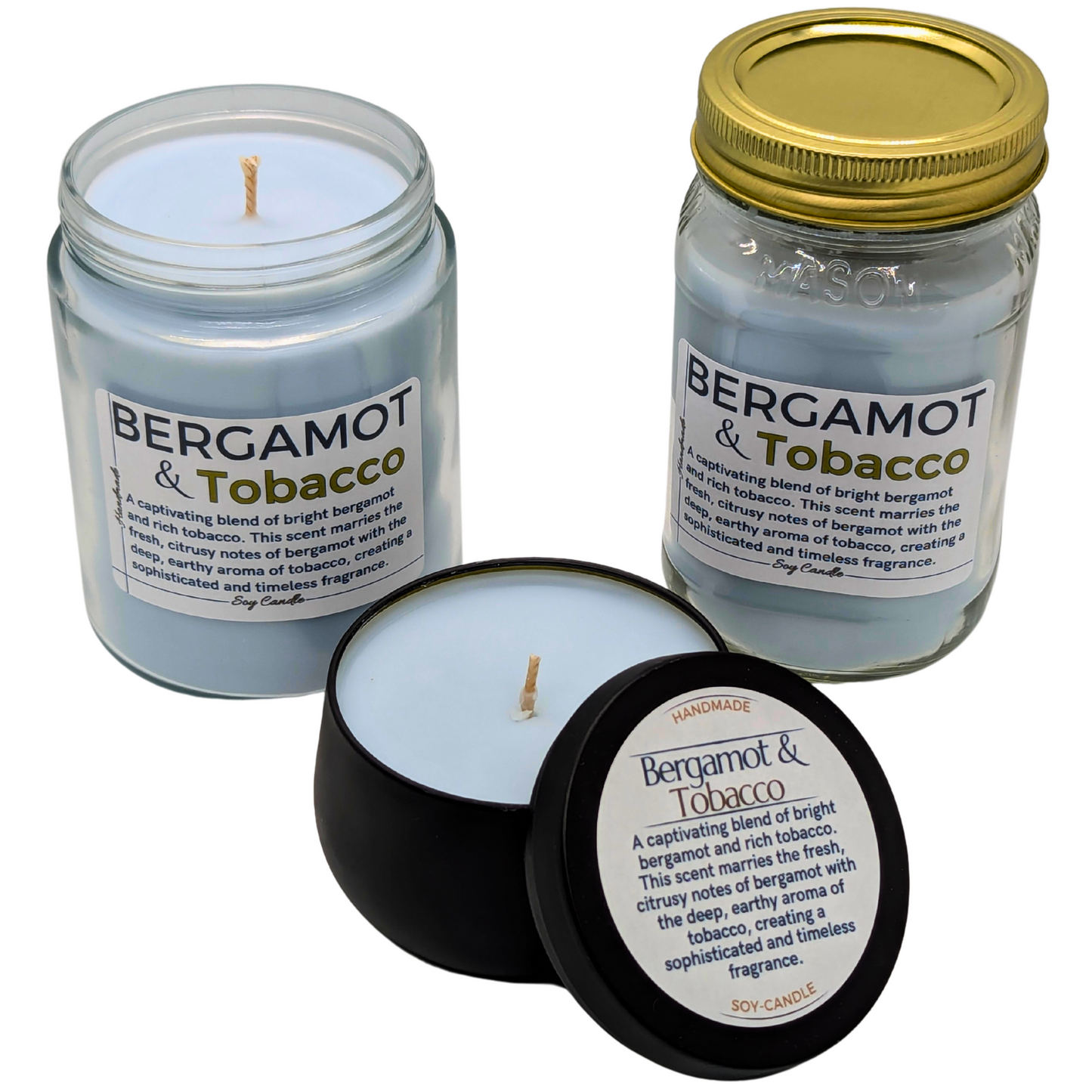 Bergamot & Ember Peace Candle – 12oz Mason Jar Soy Candle
