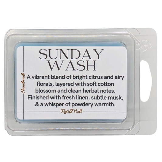 🧺 Sunday Wash ResilMelt™ – Net Wt: 2.4oz (68g) | Hand-poured in Savannah, TN