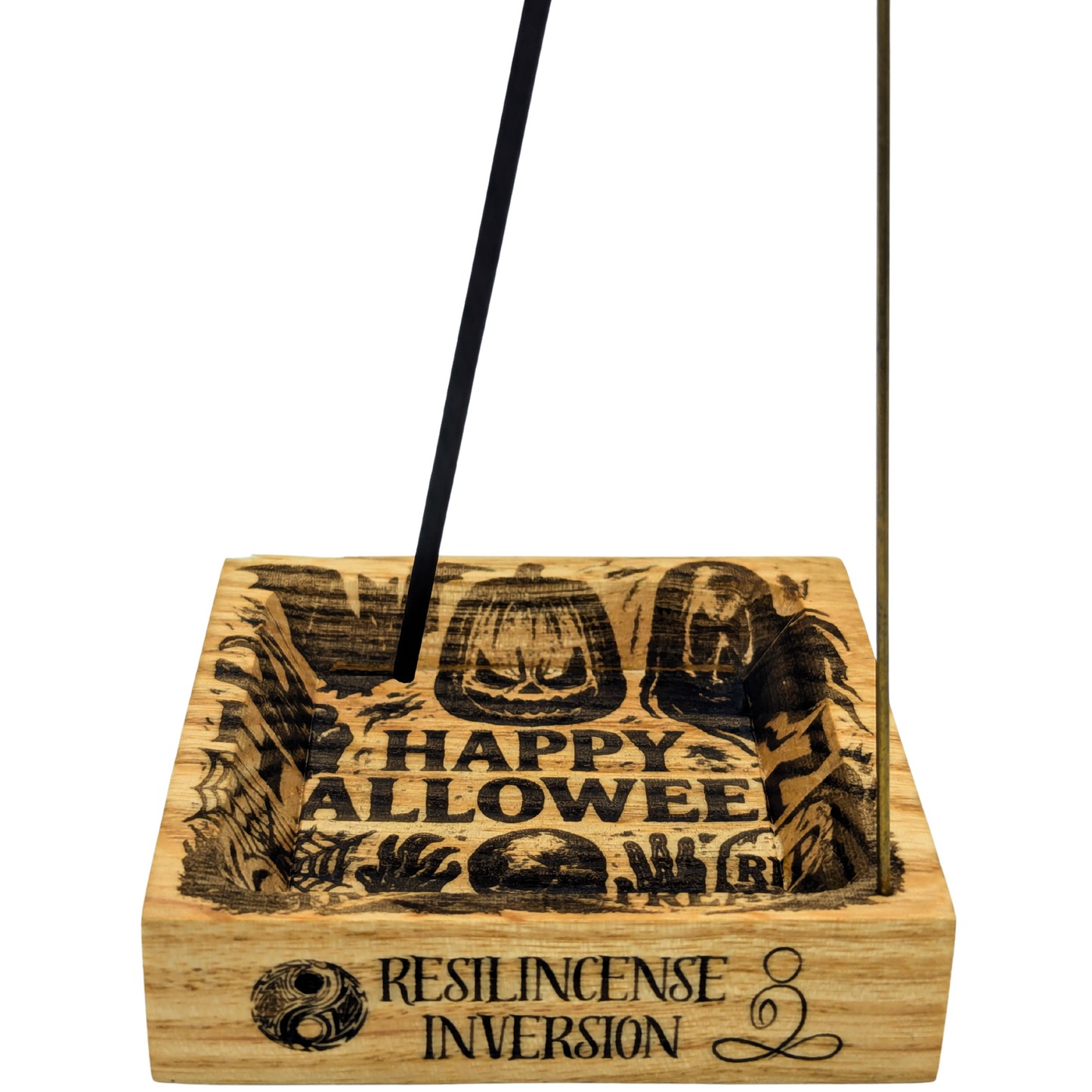 Inversion Ash Catcher – Crafted Wood & Brass Incense Stand | An Elegant Spring Accessory
