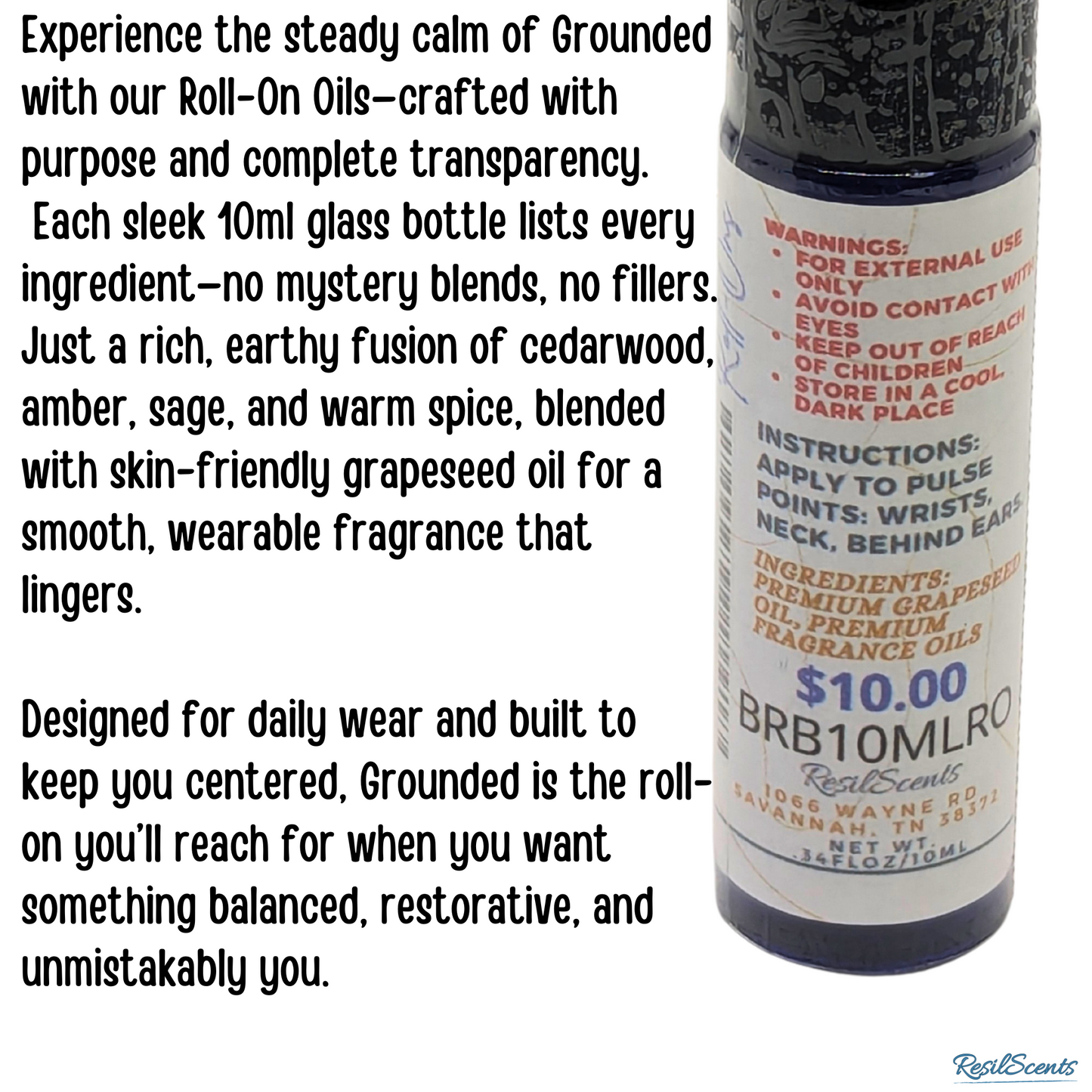 🌿 Grounded Roll-On Scented Body Oil – Earthy, Centered & Restorative | ResilScents™