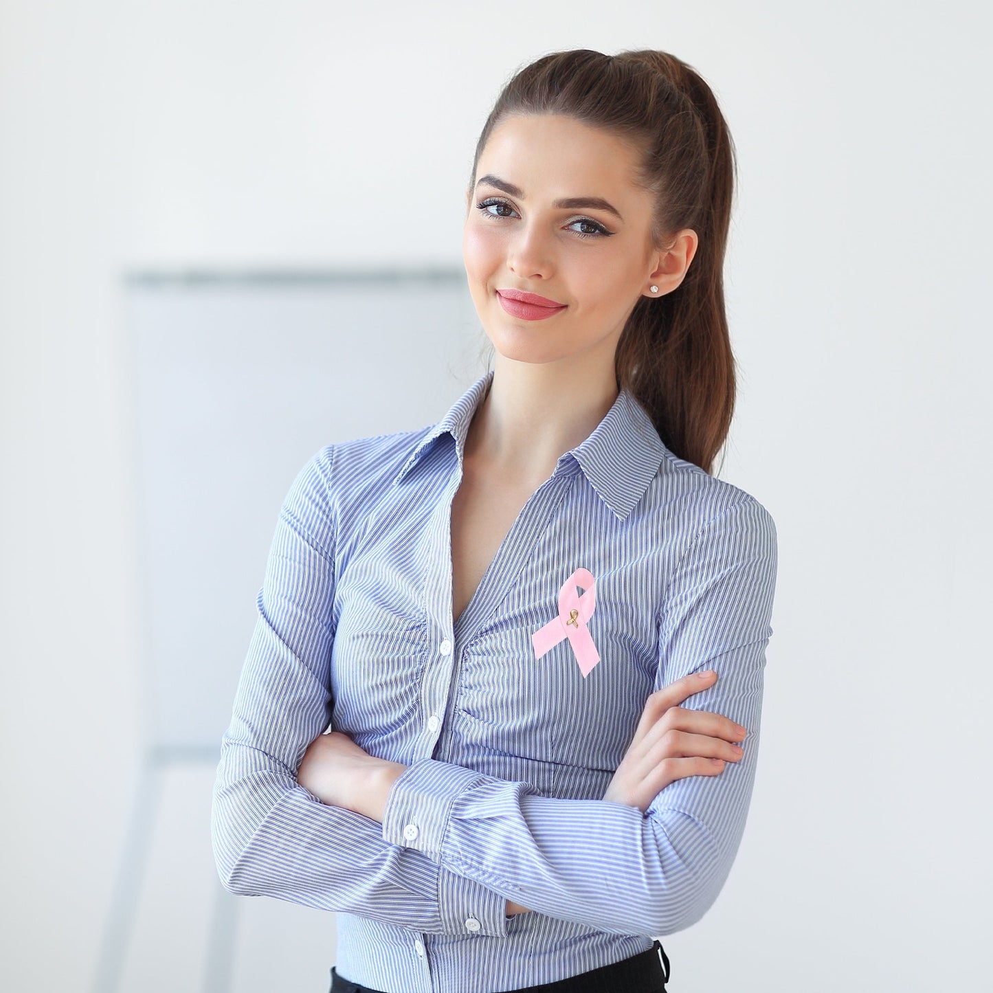 10 Pack of Satin Pink Ribbon Breast Cancer Pins