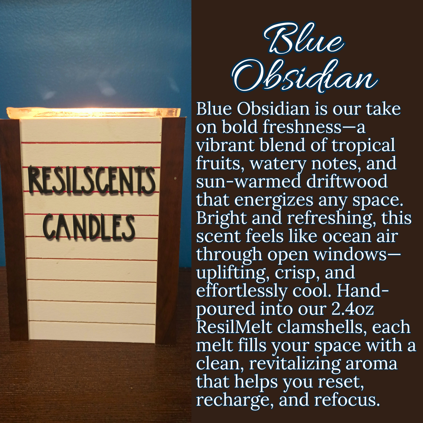 🌊 Blue Obsidian ResilMelt™ – Net Wt: 2.4oz (68g) | Hand-poured in Savannah, TN