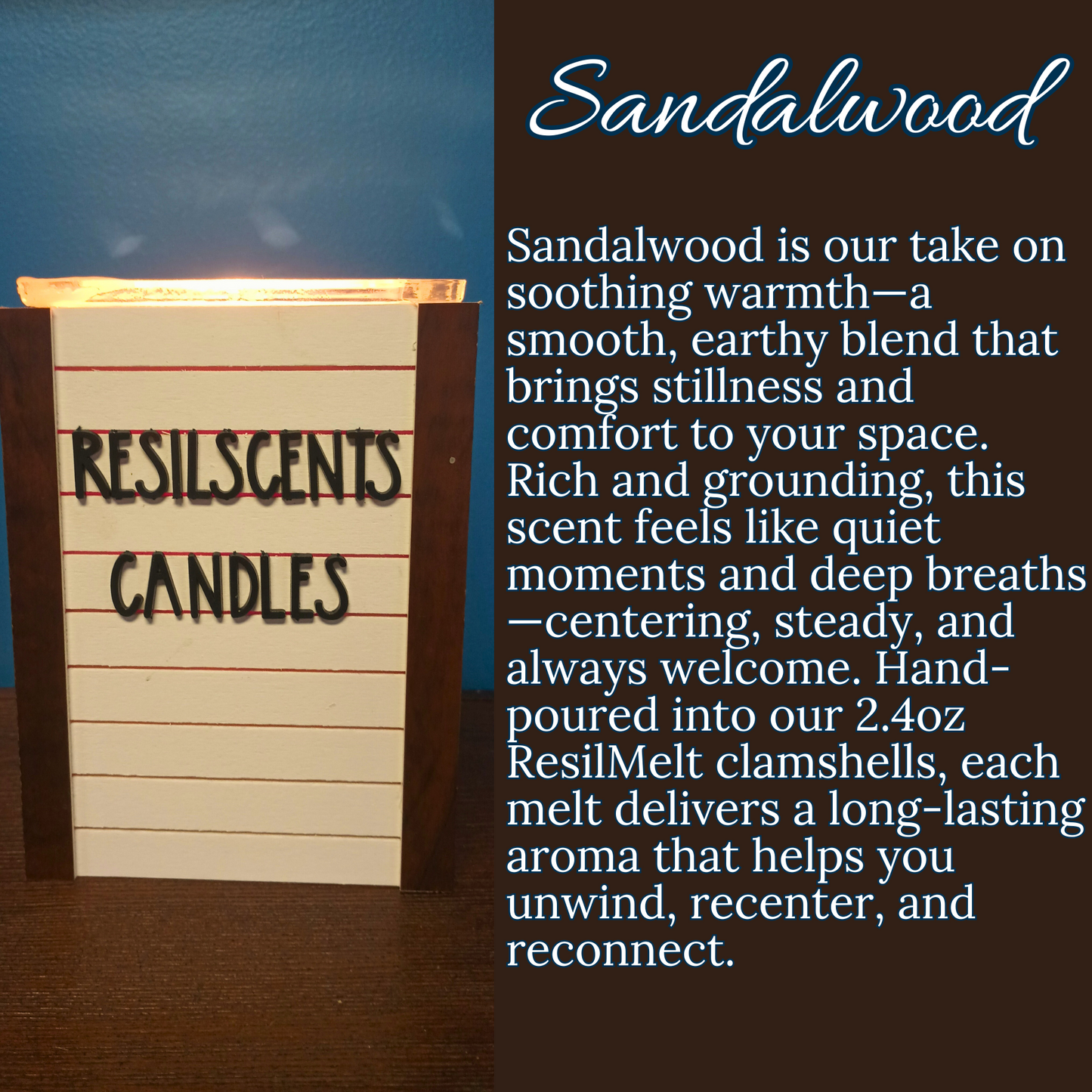 🌲 Sandalwood ResilMelt™ – 2.4 oz Soy Wax Melt