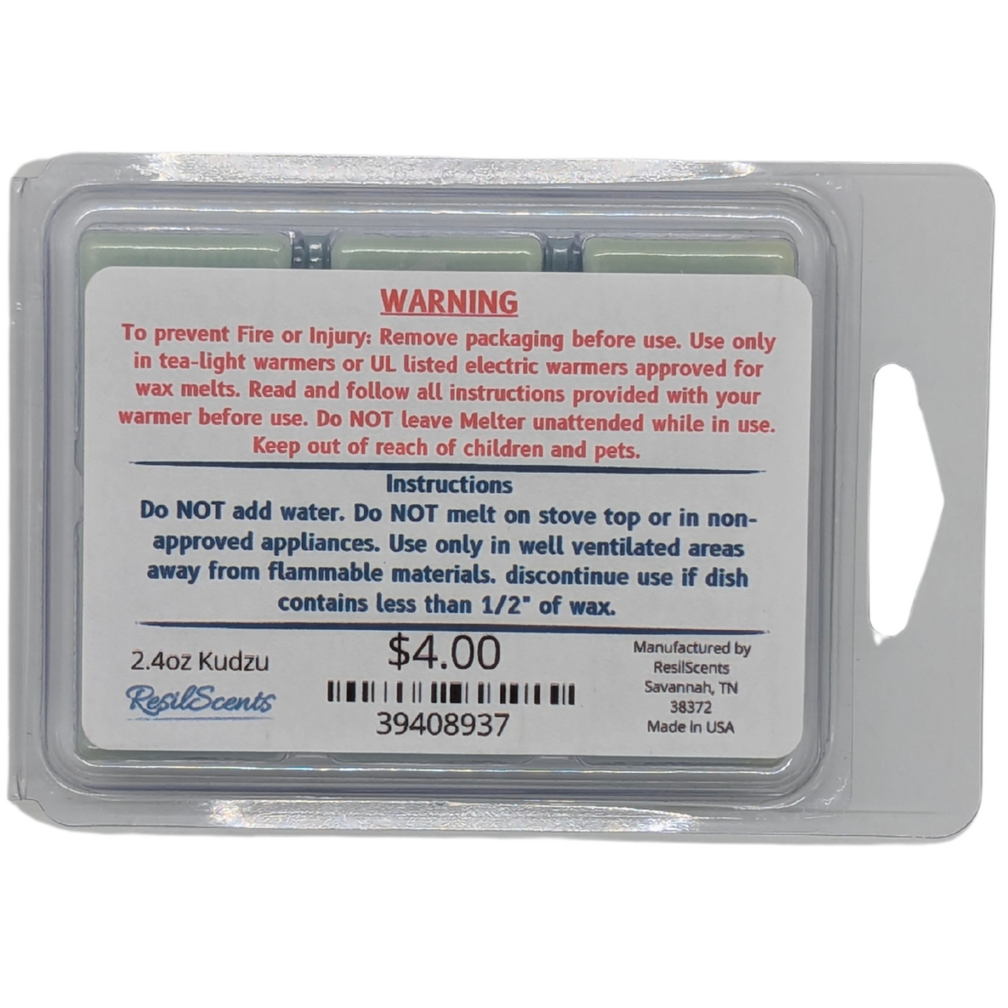 🌿 Kudzu ResilMelt™ – Net Wt: 2.4oz (68g) | Hand-poured in Savannah, TN