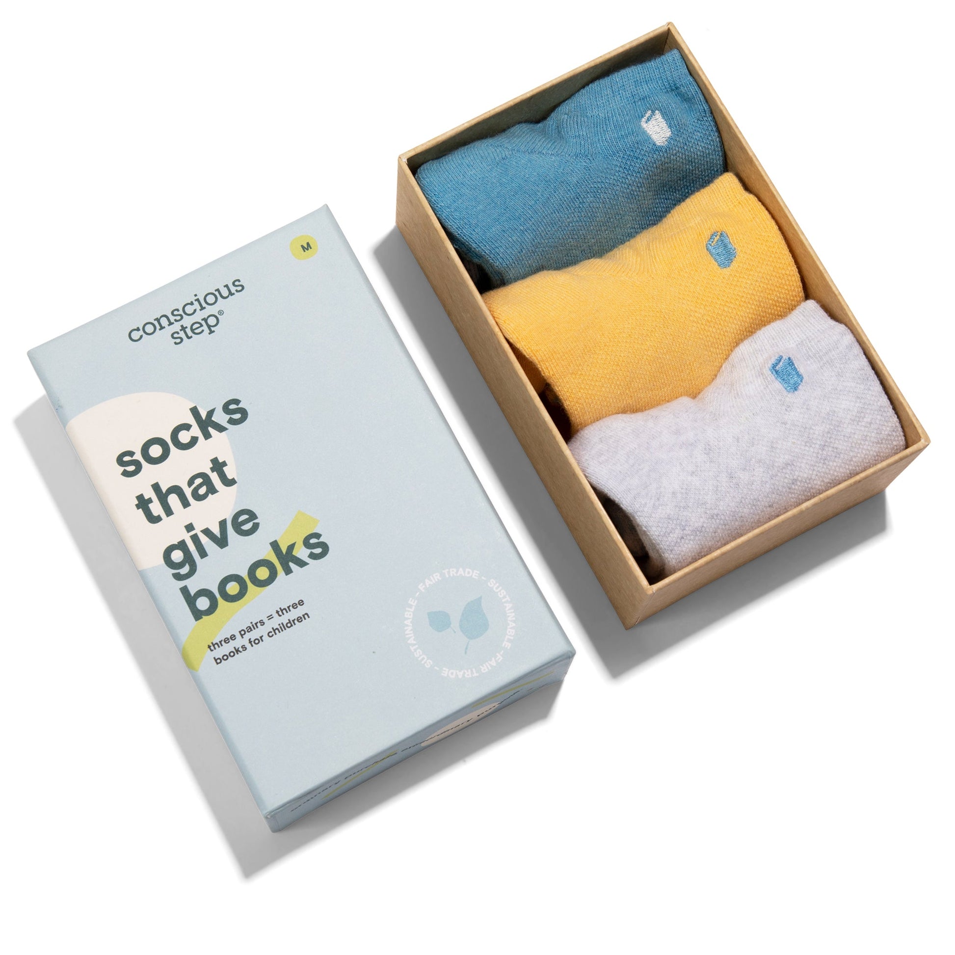 Socks that Give Books | box Sustainable Socks - Conscious Step