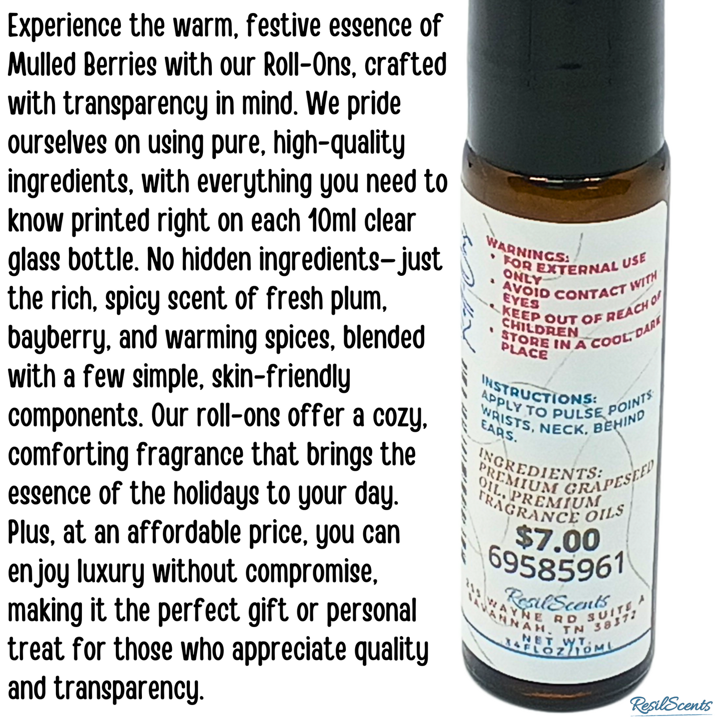 🎄 Mulled Berries Roll-On Oil – Cozy Vibes in Your Pocket | ResilScents™