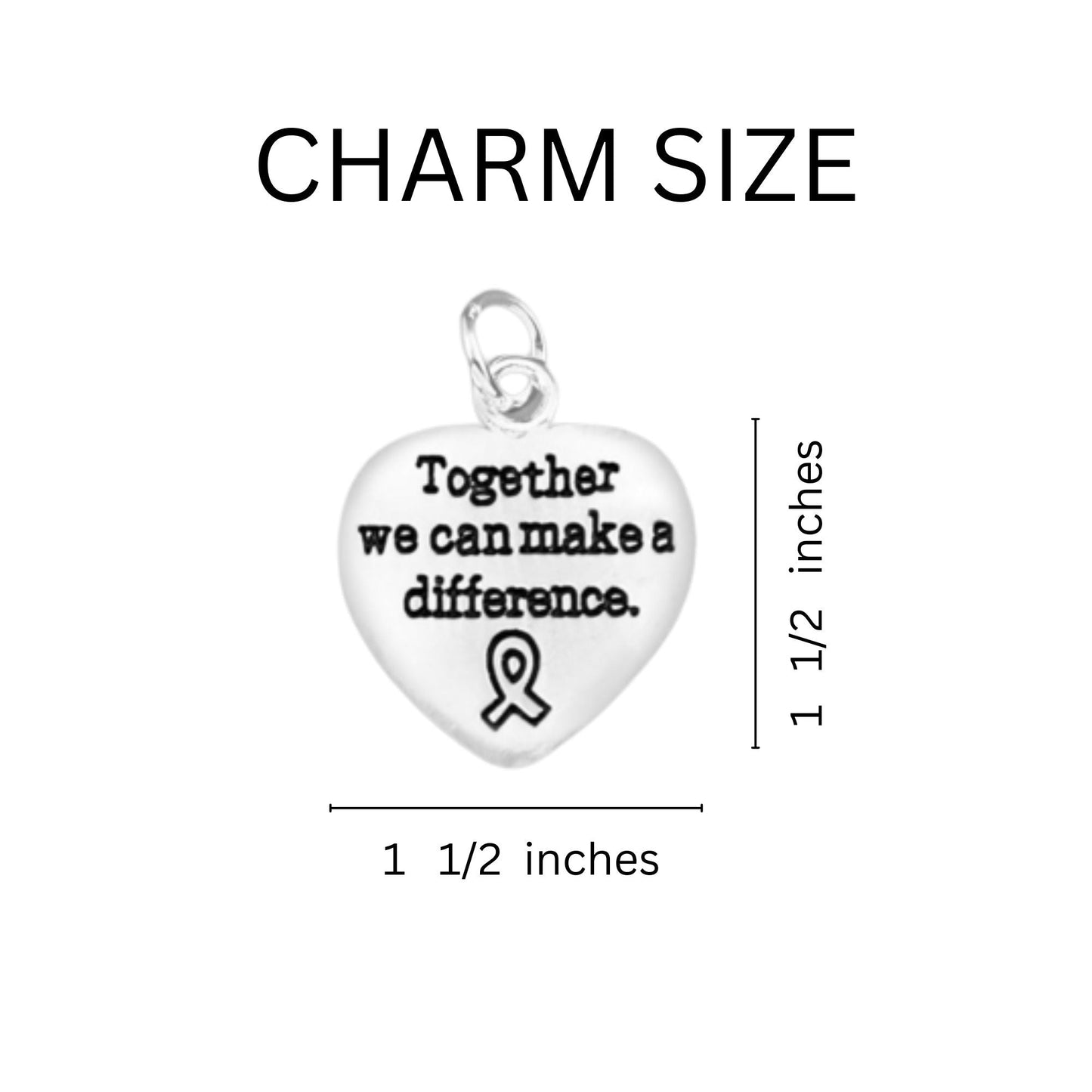 Gray Ribbon Big Heart Key Chains