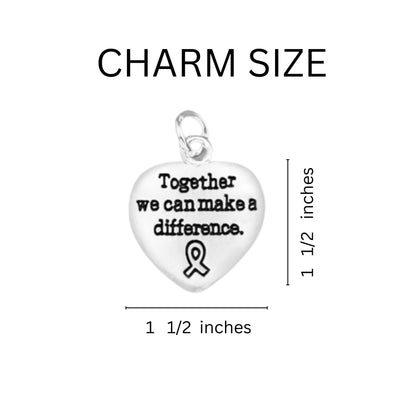 Gray Ribbon Big Heart Key Chains