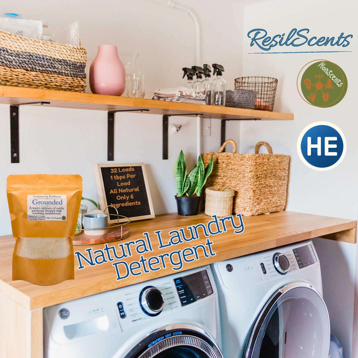 🌍 Grounded Laundry Detergent – Sandalwood & Patchouli Blend | ResilScents™