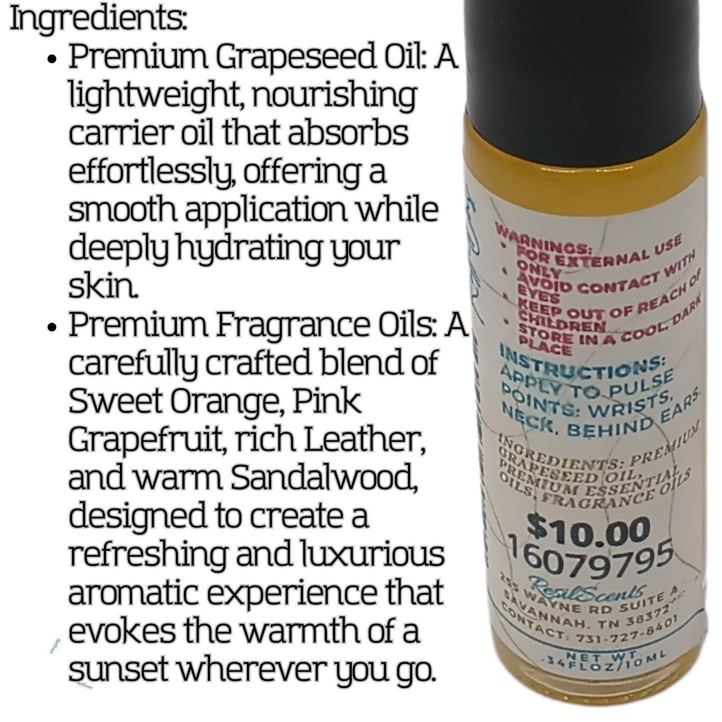 Sunset Roll-On Oil – Sweet Orange, Pink Grapefruit, Leather, Sandalwood | A Refreshing Spring Blend
