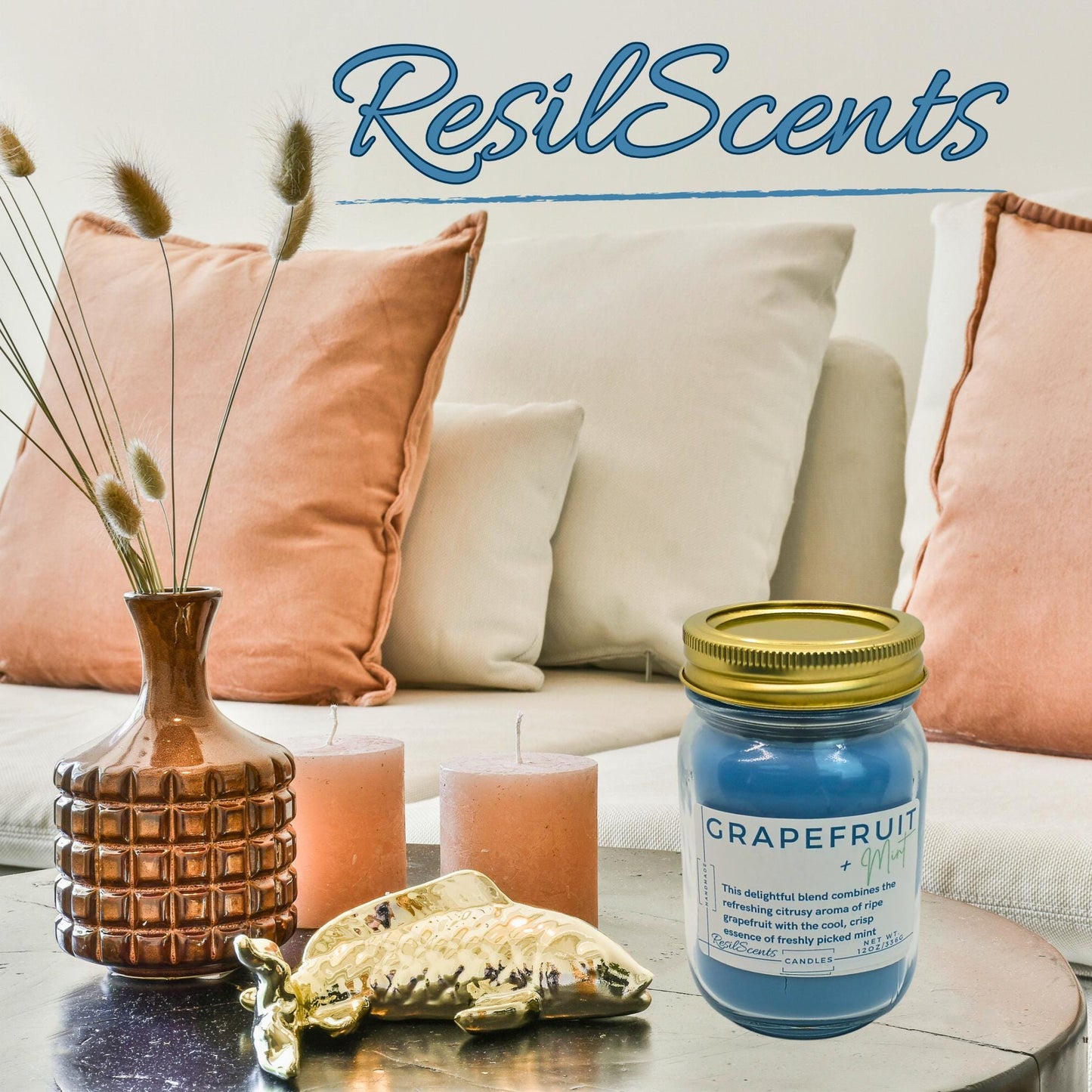 Grapefruit & Mint Peace Candle | 12 oz Jar | ResilScents®