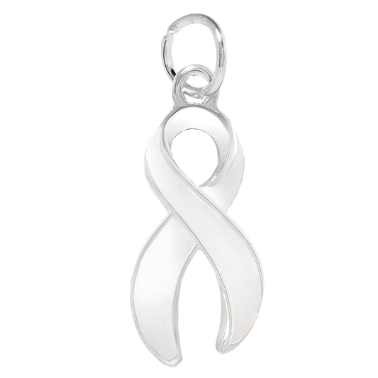 Large White Ribbon Awareness Charms