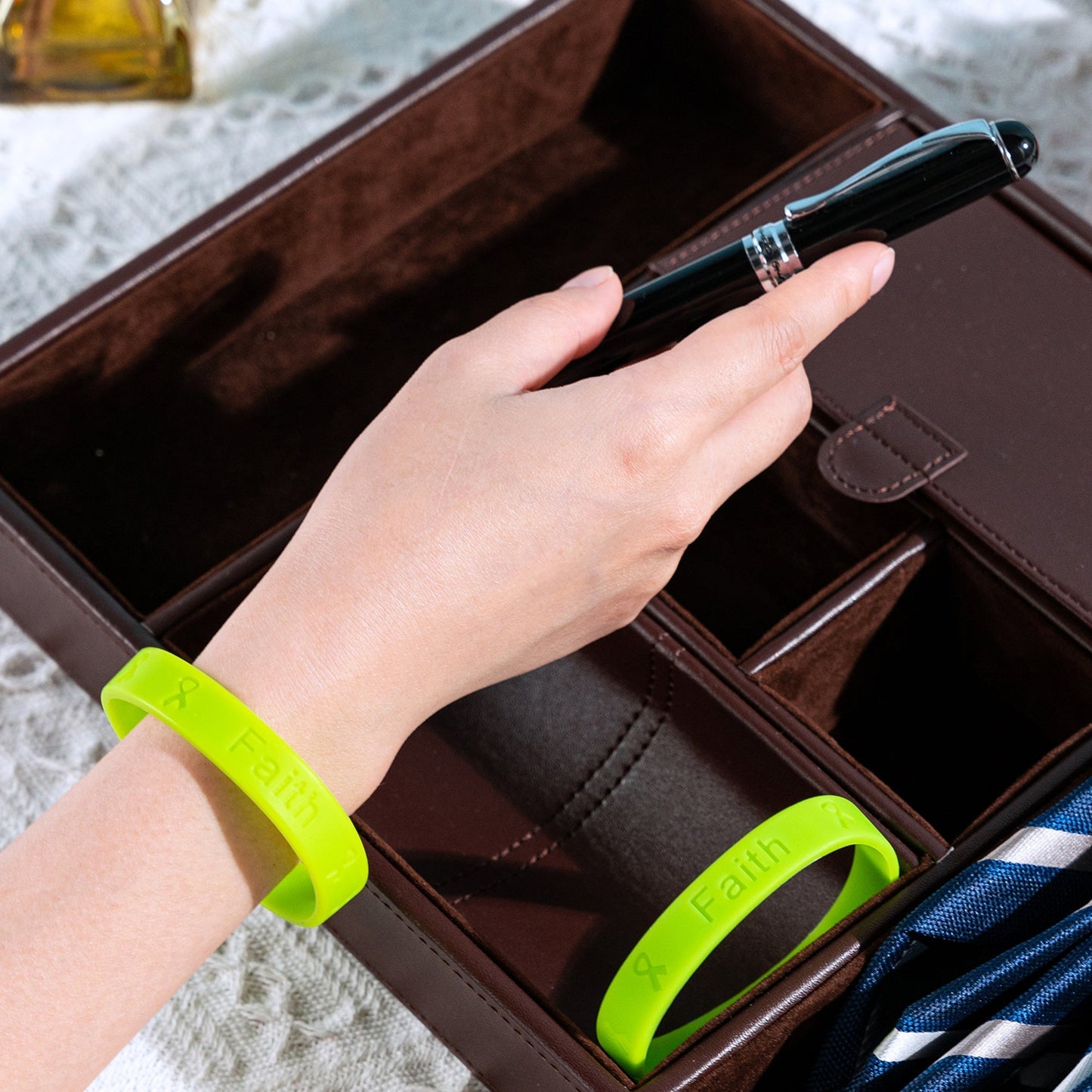 Lime Green Silicone Bracelets for Lymphoma, Lyme Disease