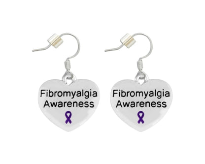 Purple Ribbon  Fibromyalgia Awareness Heart Earrings