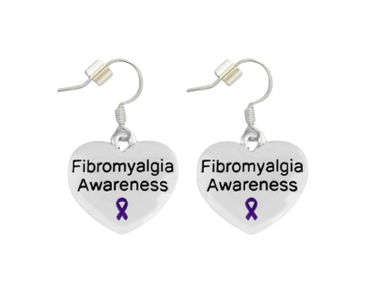 Purple Ribbon  Fibromyalgia Awareness Heart Earrings