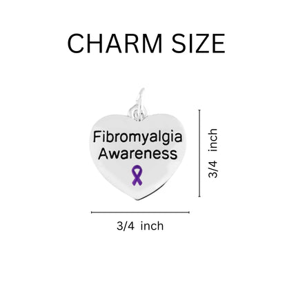 Purple Ribbon  Fibromyalgia Awareness Heart Earrings