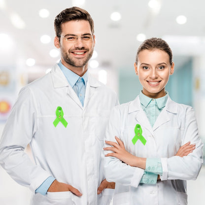 10 Pack Satin Lime Green Awareness Ribbon Pins